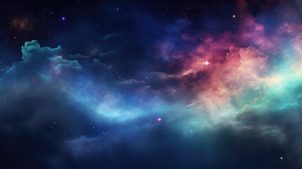 Naklejka na ściany i meble Abstract colorful space background with nebula, stars and planets
