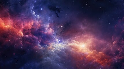 Abstract colorful space background with nebula, stars and planets