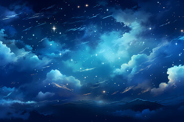 nature and stars and clouds anime styl