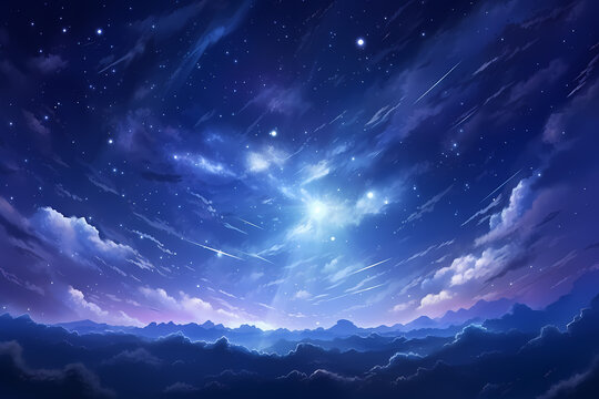 Nature And Stars And Clouds Anime Styl