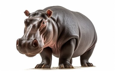 A hippo isolated on white background, Generative AI - obrazy, fototapety, plakaty