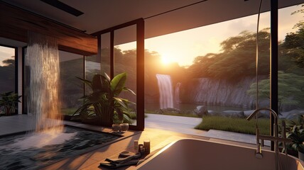 bath with a beautiful view of nature