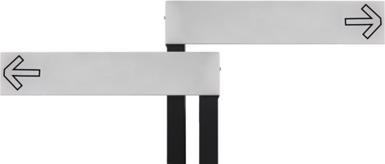 Road sign in the form of arrows