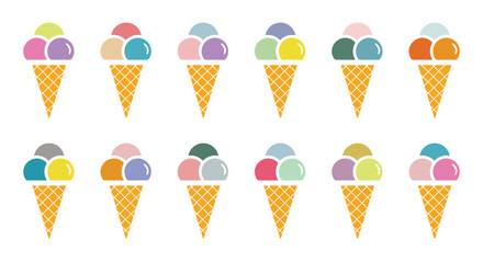 Set of tasty ice creams, Pastel ice cream set