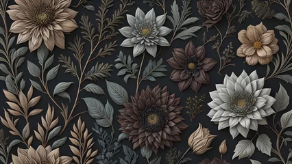 Foto op Canvas Vintage Seamless Floral Pattern Background Illustration  © Koko