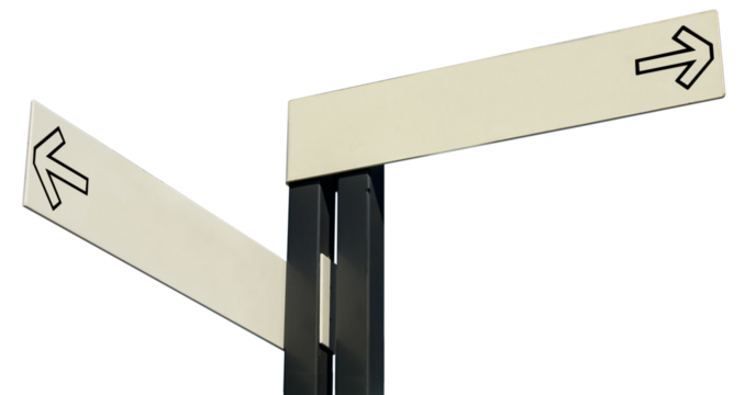 Road sign in the form of arrows