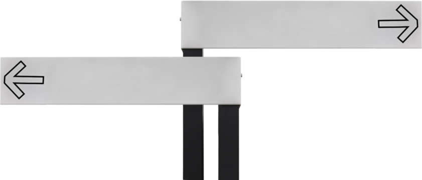 Road sign in the form of arrows