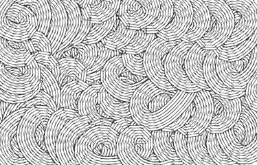 Black and white abstract, background, spiral circles and swirls. Psychedelic optical illusion. Vector illustration.