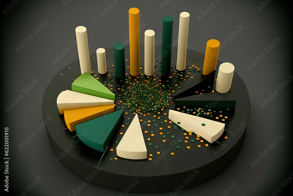 Aufkleber Abstract data graph concept with data clusters and particles. Digital sorting and management concept for business and finance. Generated AI.