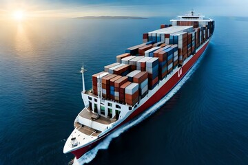 Fototapeta premium cargo ship in port - Generative AI
