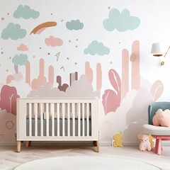 Wall Mural Mockup in Baby's Room © Sergiu