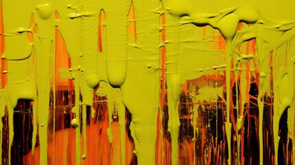 Green paint dripping down. Texture of the wall roughly painted in two colors. Abstract art background. Brushstrokes of paint. Generative AI illustration for banner, flyer, poster, cover or brochure.