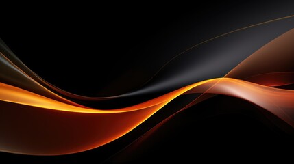 Black and orange waves wallpaper, generative ai