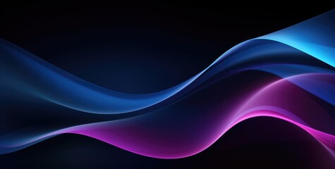 Obraz premium Blue black background with waves, generative ai
