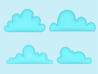 3d clouds on blue background.  3d vector illustration