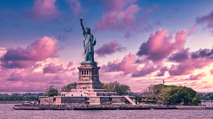 Colorful Statue of Liberty Sunset  © kwphotog