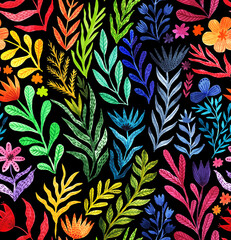 Watercolor floral seamless pattern, summer backdrop. Endless botanical wallpaper, rainbow colors