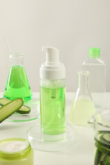 Concept of face and skin care - cucumber cosmetic