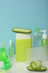 Concept of face and skin care - cucumber cosmetic