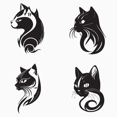 Fototapeta premium set of black cats