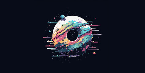 A colorful planet with a planet in the middle and a planet in the middle wallpaper