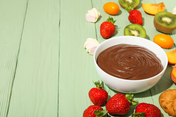 Concept of tasty sweet food - chocolate fondue