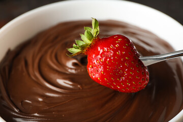 Concept of tasty sweet food - chocolate fondue
