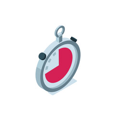 isometric stopwatch icon in black color on a white background, a device for measuring time in sports