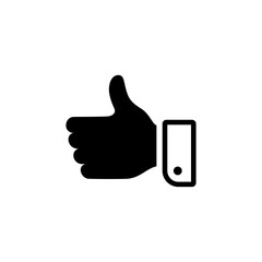like icon in black on white background, thumb up, approval or ok