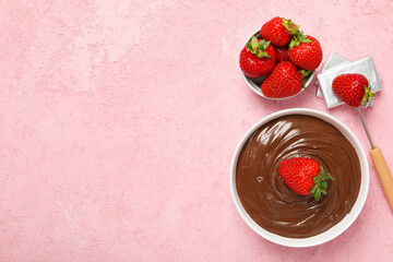 Concept of tasty sweet food - chocolate fondue