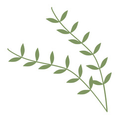 Green Color Leafy Branch Icon Minimalist