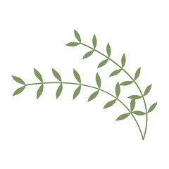 Green Color Leafy Branch Icon Minimalist