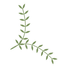 Obraz premium Green Color Leafy Branch Icon Minimalist