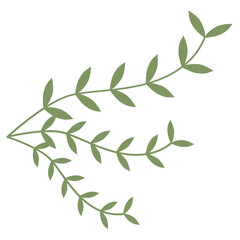 Green Color Leafy Branch Icon Minimalist