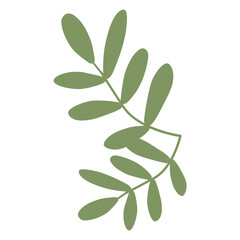 Green Color Leafy Branch Icon Minimalist