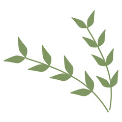 Obraz premium Green Color Leafy Branch Icon Minimalist