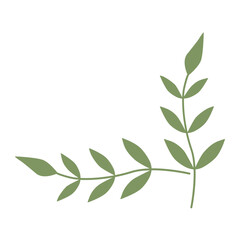 Green Color Leafy Branch Icon Minimalist