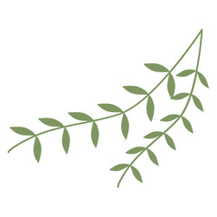 Green Color Leafy Branch Icon Minimalist