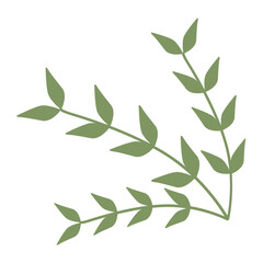 Green Color Leafy Branch Icon Minimalist