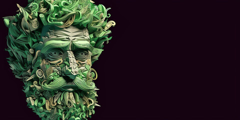 Fototapeta premium St. Patrick's Day is a 3D mosaic image of this saint. Generative AI