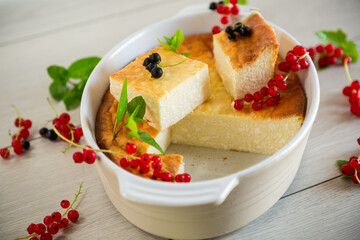 cottage cheese sweet casserole with fresh berries