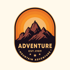 Mountain adventure colorful badge design