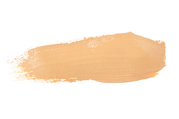 Foundation color sample on white background. Smear of liquid skin foundation isolated on white, top...
