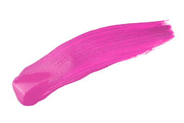 Red colored brush stroke paiting over isolated background, canvas watercolor texture, pink lipstick smudge