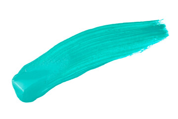 Blue turquoise brush stroke isolated on white background. Turquoise abstract stroke. Colorful watercolor brush stroke.