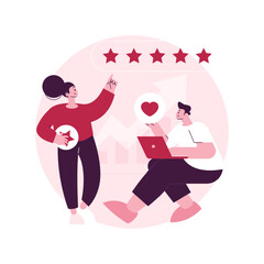 Rating abstract concept vector illustration. Rating scale, quality evaluation, high-ranking product, top-ranking content, score analysis, assesment process, five star service abstract metaphor.