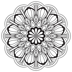 Flower Mandala. Vintage decorative elements. Oriental pattern, vector illustration. Islam, Arabic, Indian, moroccan,spain, turkish, pakistan, chinese, mystic, ottoman motifs. Coloring book page