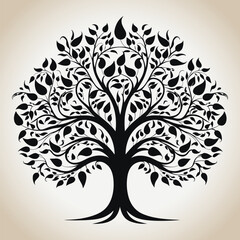 Obraz premium Hand drawn art tree on brown background