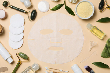 Fototapeta na wymiar Concept of face and skin care with cosmetic mask