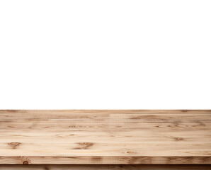 Empty natural wooden table top isolated on white background. For product display. High quality photo